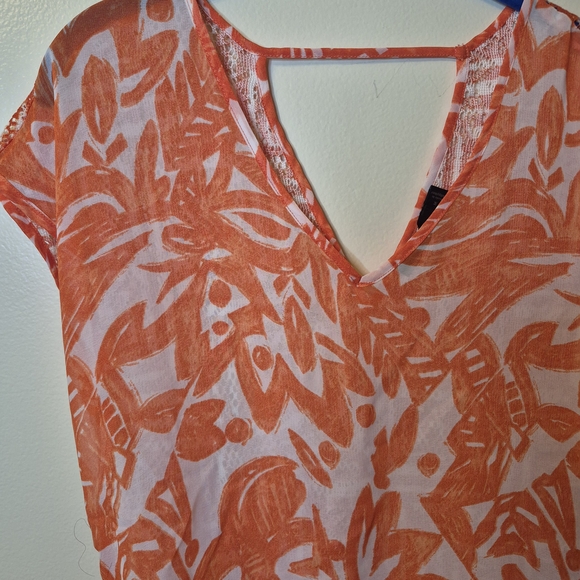 The Limited Orange Printed V-Neck Blouse - Picture 2 of 8